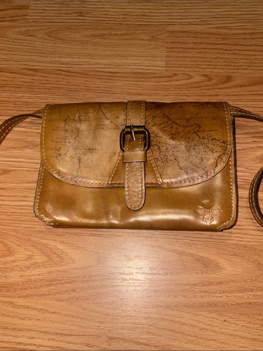 Patricia Nash Brown Map-Print Crossbody with Buckle